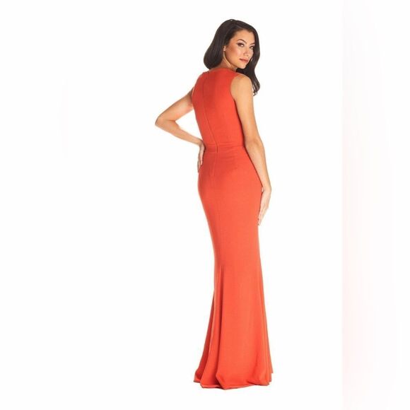 Dress the population Monroe Side Slit Gown maxi dress side slit poppy Red Sz S - Picture 4 of 14